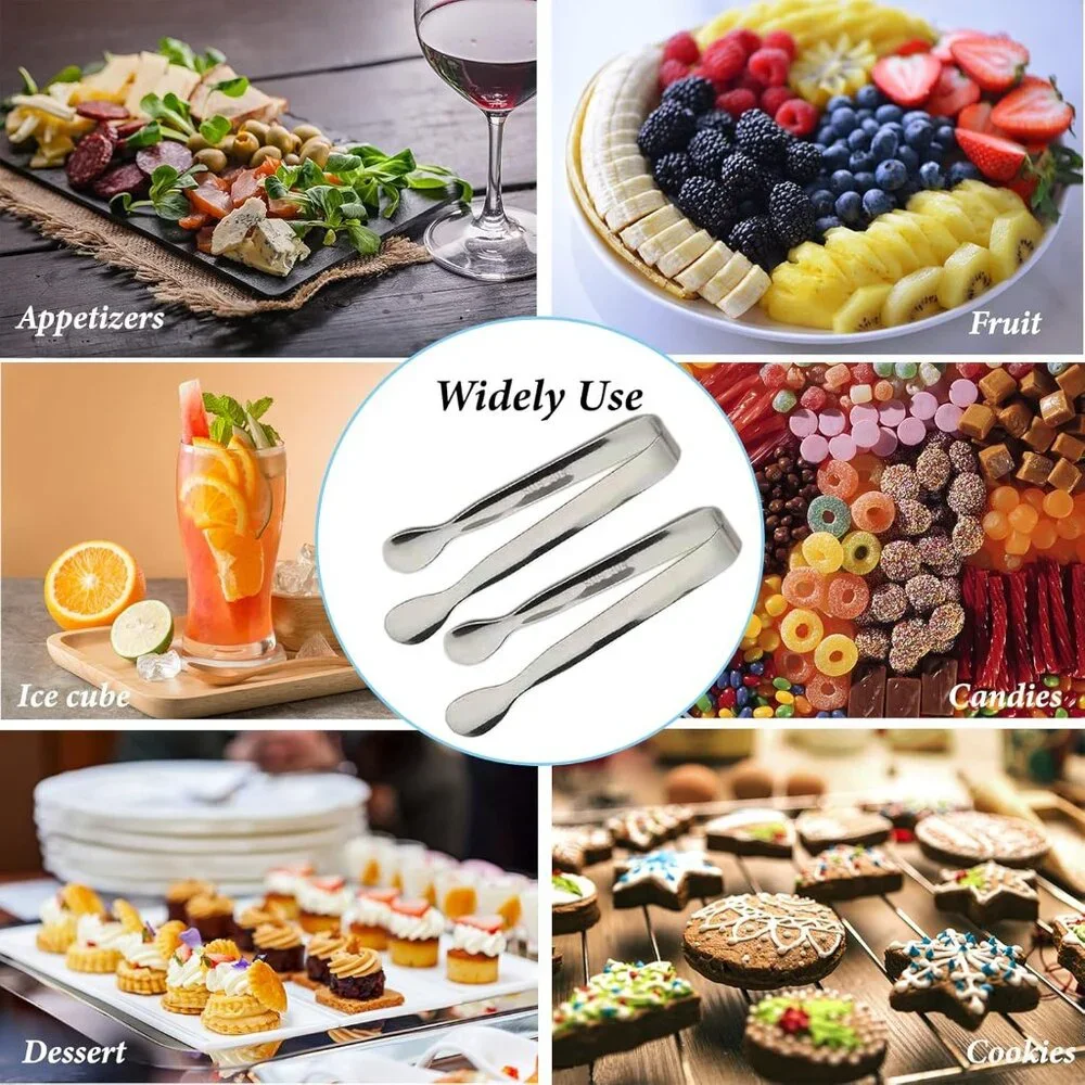6PCS Ice Tongs Mini Sugar Tongs 4.25Inch Stainless Steel Small Serving Tong, Tin - Picture 7 of 7